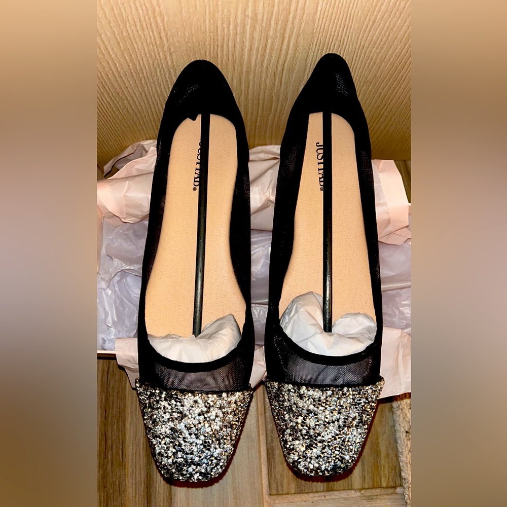 Sparkle toe flats